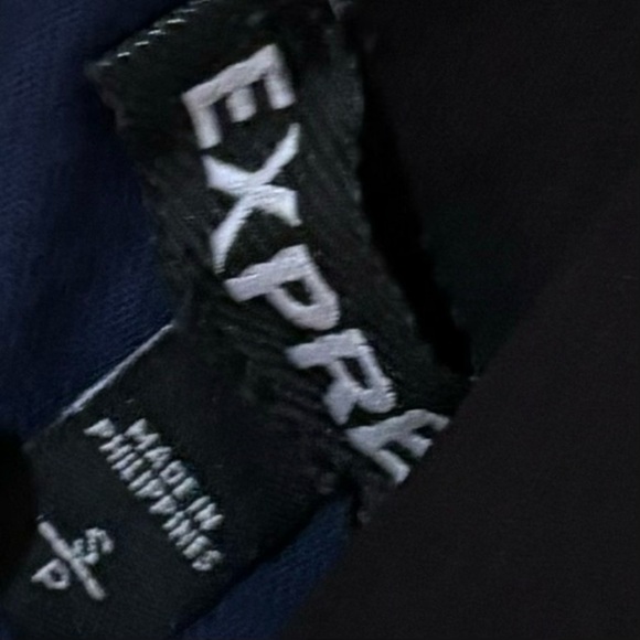 EXPRESS| Stylish Navy Blue/Black Silky Sleeveless Tank Top w/Zipper Detail Sz S - Picture 4 of 4